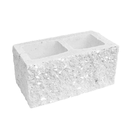 Блок пустотелый с двумя гранями колотой фактуры Besser цветной на белом цементе